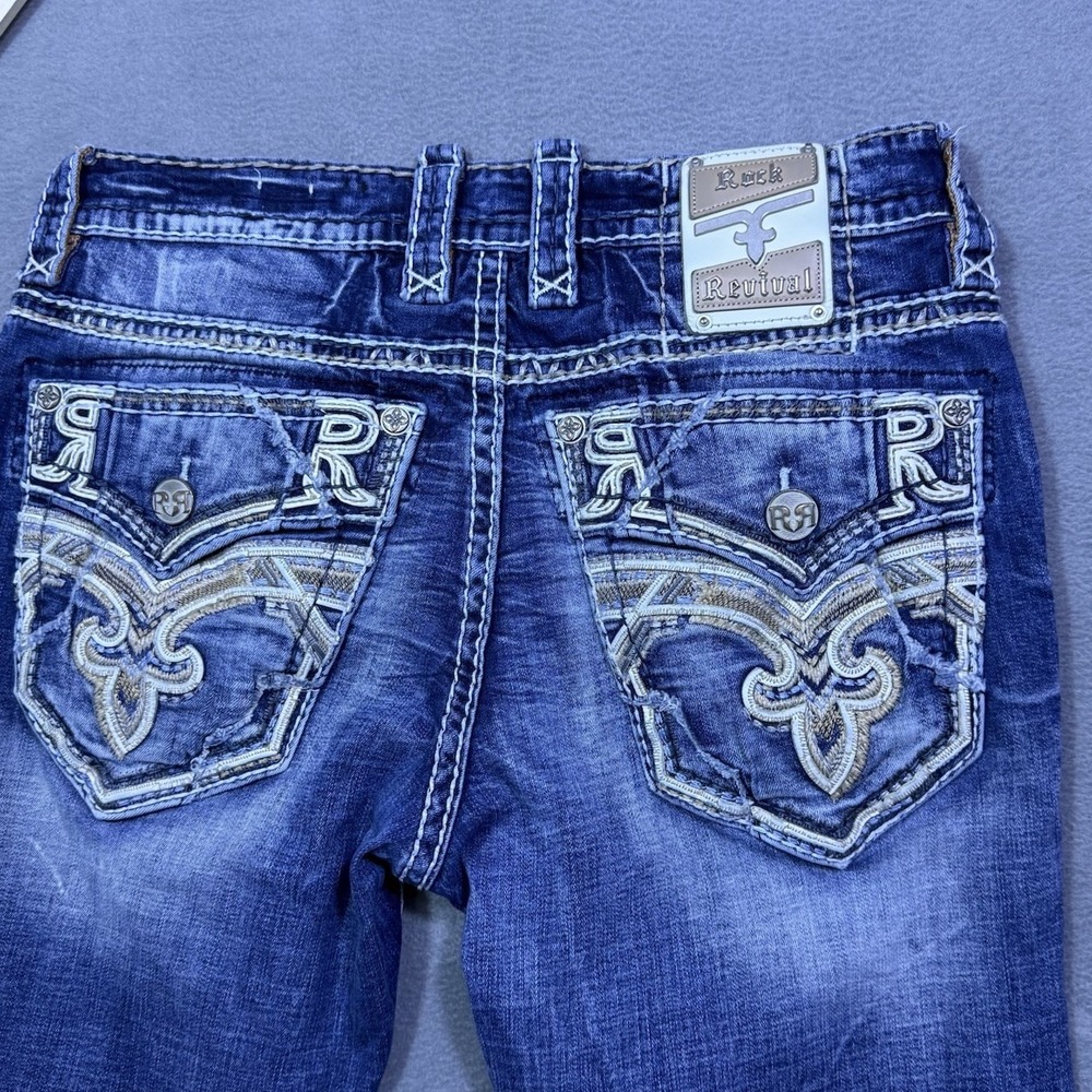 Rock Revival Jeans Mens 32x34 Pristine Bootcut Heavy Embroidered Cowboy USA